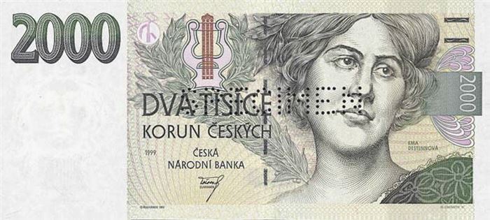 Банкнота 2000 чешских крон (лицевая сторона)