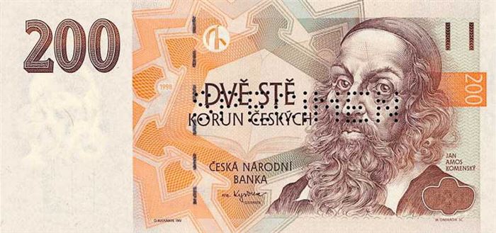 Банкнота 200 чешских крон (лицевая сторона)