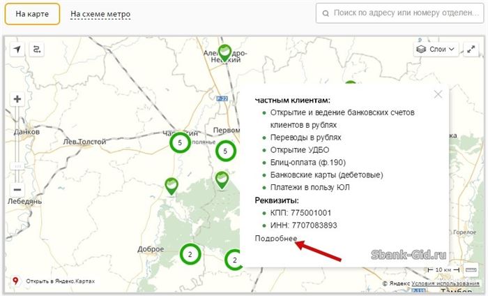 Реквизиты Сбербанка на карте